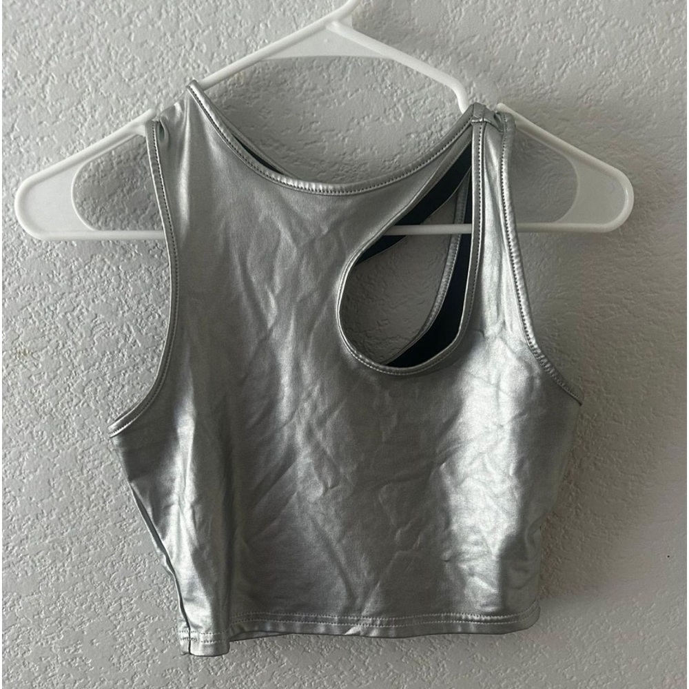 Silver Metallic Crop Top